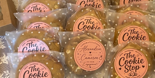 A beautiful box of The Cookie Stop cookies